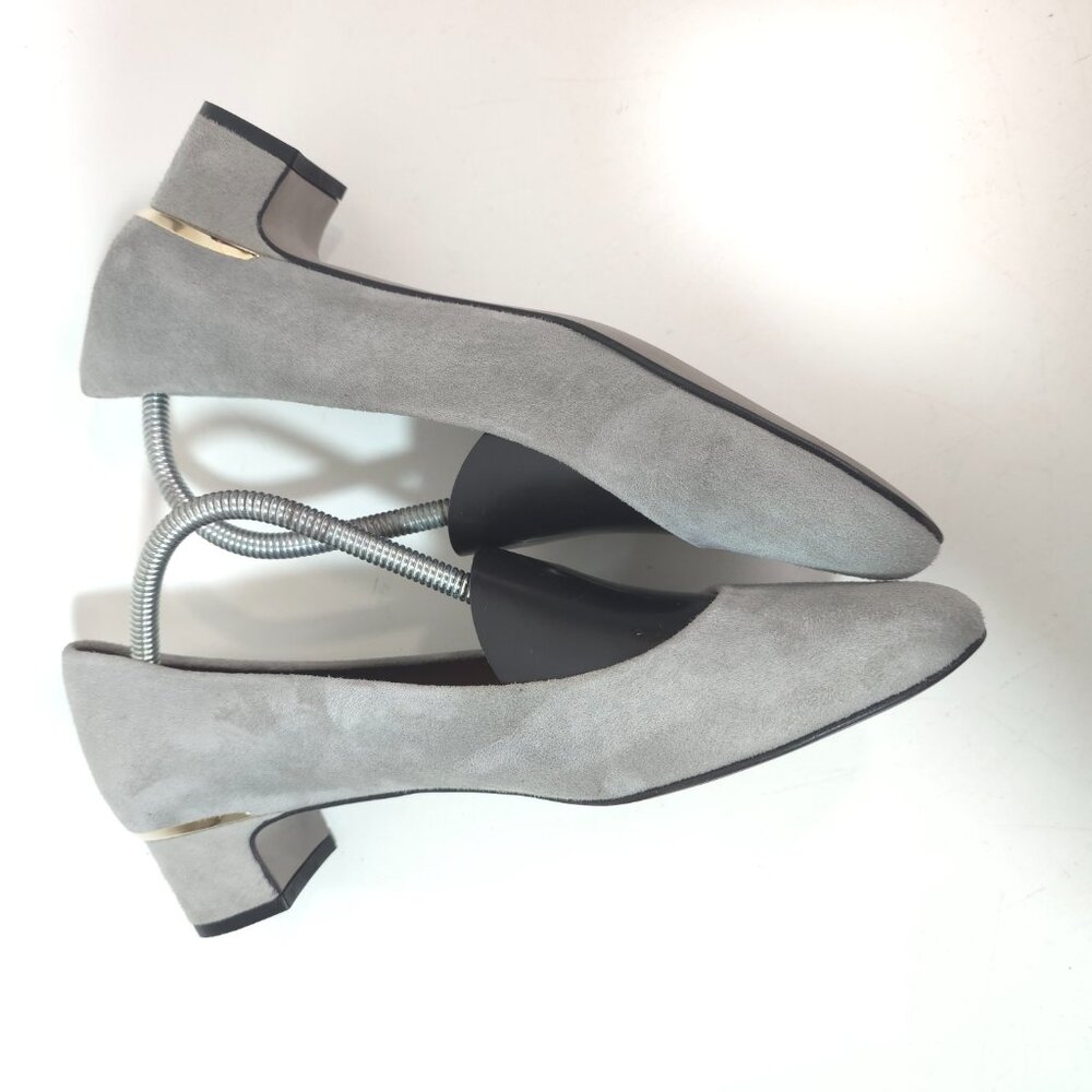 Paco Herrero Suede Low Heel Pumps Gray Slip On Comfort Shoes Womens Size 9 - Picture 3 of 12